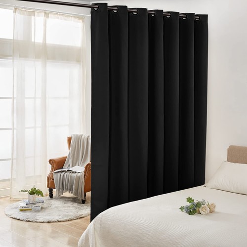 Privacy Room Divider Curtain, Wall Divider for Room Separation, Extra Wide Bl...