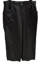 Chico  s Design Black and White Striped Linen Pants Wide Leg Size 3/XL/16