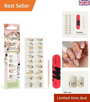 Vorgehärtete Gel-Aufkleber für schöne Nägel - 20 Blumen-Wraps, 14 Tage haltbar