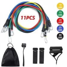 11Pcs TPE Resistance Band Set Fitness Band Pull Rope Elastic Training Band with 