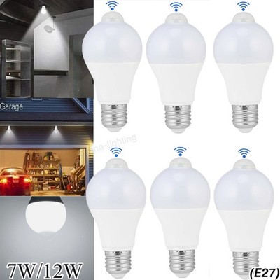 E27 LED Lampe Licht Birne mit Bewegungssensor Bewegungsmelder Glühbirne 7W/12W
