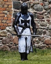 Black Templar Knight Armor Suit-Crusader Templar Armor/ Larp Cosplay Costume
