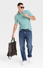 Slub Jersey Polo Shirt Goodfellow  Co Aqua Mens Size Small