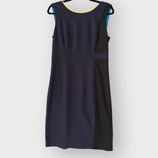 Elie Tahari Size 10 Navy Margot Sleeveless Round Neck Knee Length Sheath Dress