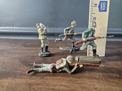 Lot 4 Figurines Soldats WW1 Elastolin – Composition – Ancien – Vendu En L’état