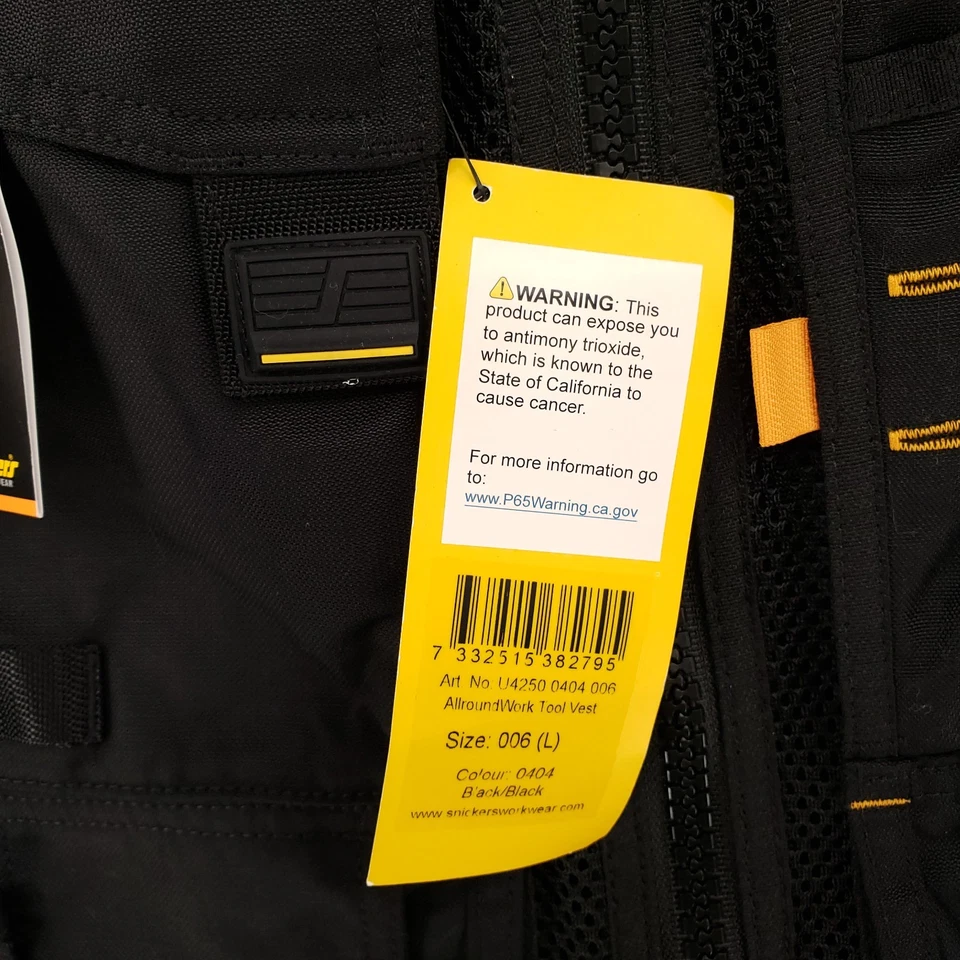 NEW Snickers Vest Men Large Black 4250 Workwear Allround Work Tool Reinforced - Image 4 of 4