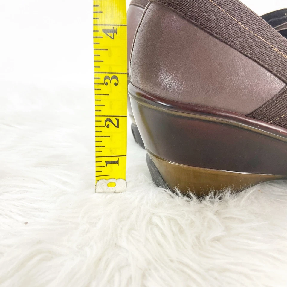 Zapatos zuecos Jambu US 11M para mujer marrón cuero cali sin cordones punta cerrada tacón de cuña Foto 3 de 4