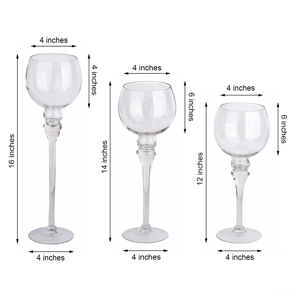 Clear Set of 6 Glass Votive Candle Holders Vases CENTERPIECES Wedding Supplies - Image 2 of 4