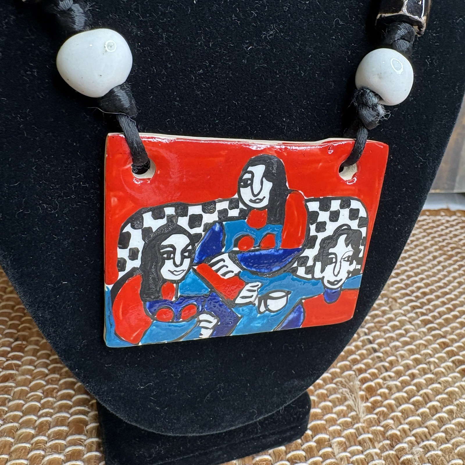 Eclectic Artist Signed Large Rectangular Ceramic … - image 5