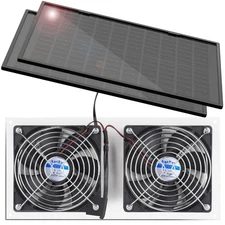 20W Solar Powered Fan Kit, IPX7 Weatherproof Dual Fan, Solar Exhaust Intake C...