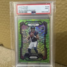 2023 Panini Prizm Cj Stroud #339 Neon Green Pulsar Prizm (RC) PSA 9