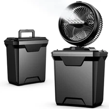 xasla Camping Misting Fan, 10-Inch Cooling Fan 20000mAh Medium, Black 