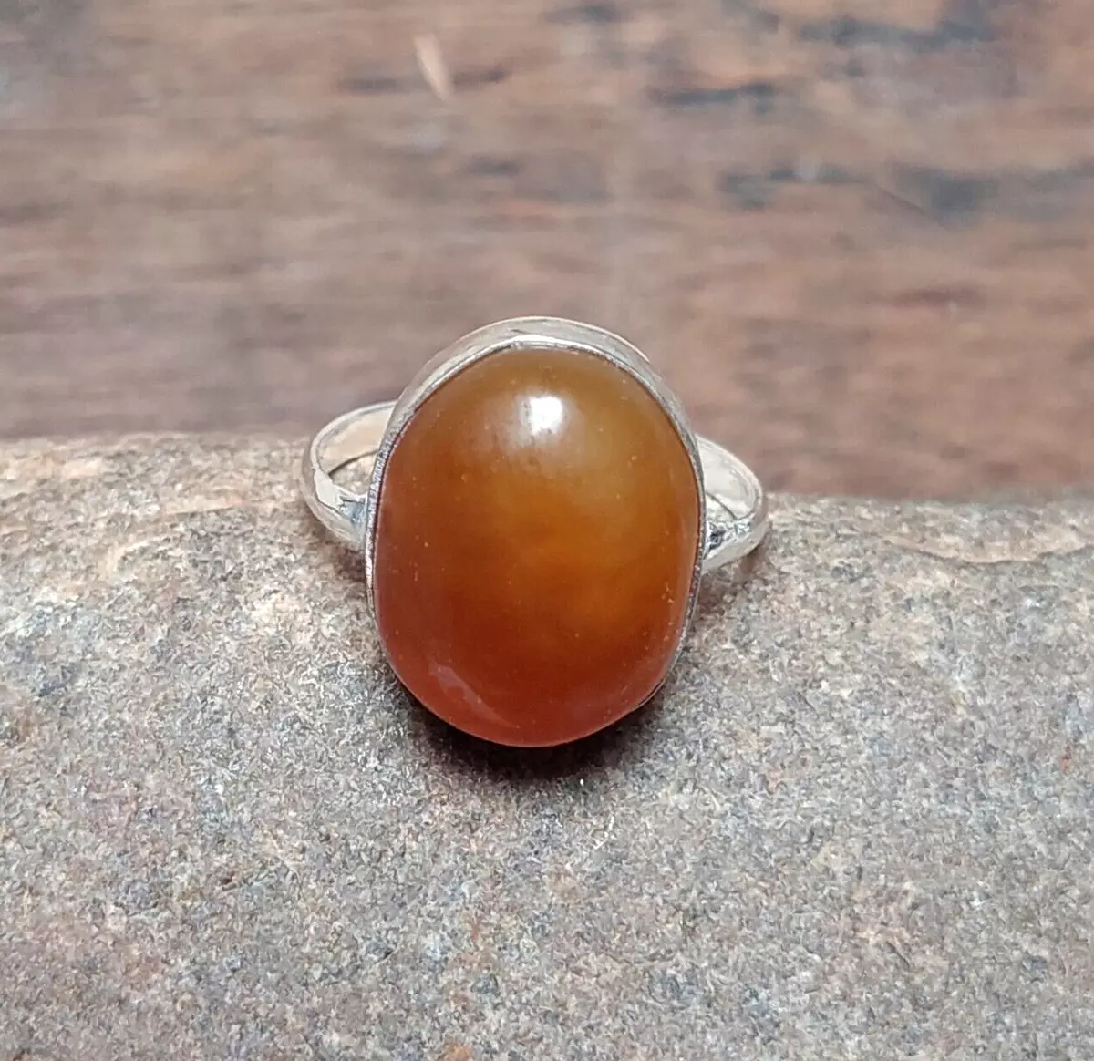 925 Sterling Silver Natural Orange Agate Ring Orange Gemstone