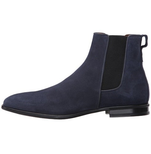 Handmade Navy Blue Chelsea Boots, Suede 
