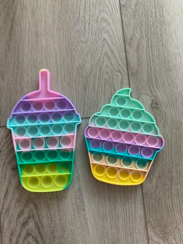 cupcake and milk shake shaped multi- colored pop its fidget toys-image