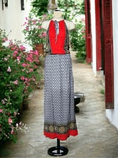 Reneec. Women's Pink/Navy Boho Maxi Sun Dress Size 23