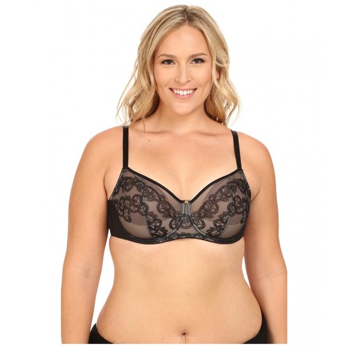 Neu ohne Etikett Black & Cafe Natori Bügel-BH mit Schnürung transparent 30DDD Style 734097
