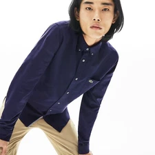 Lacoste Men's Regular Fit Cotton Oxford Shirt Blue 42 L