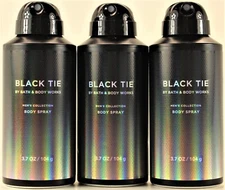 QTY 3 - Bath & Body Works BLACK TIE Deodorizing Body Spray for Men 3.7OZ