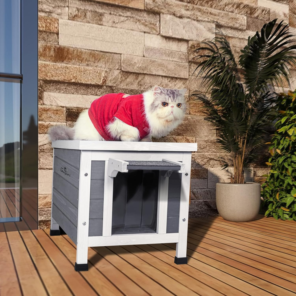 Outdoor Cat House Weatherproof Shelter Ferrel Cats Dogs Rabbits Hutch
