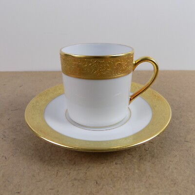 #ad #ad Bernardaud Limoges Villiers Demitasse Cup amp; Saucer Incrustation or fin Gold Band $65.00