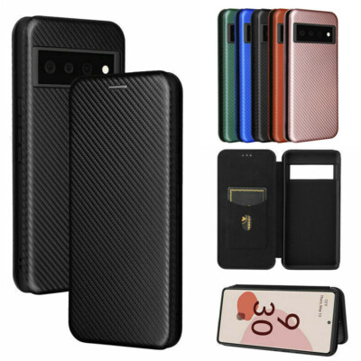 Fr Google Pixel 6 7/9 Pro 8A Shockproof Flip Carbon Fiber Leather Card Slot Case