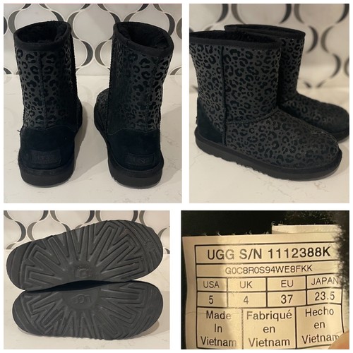 UGG Kids' Classic II Glitter Leopard Boot, Size 5 Black 1112388K eBay