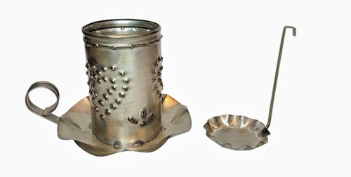 Punched Tin Candle Holder with Tea Light Holder Heart Shapes 4.5” Tall - Picture 3 of 4