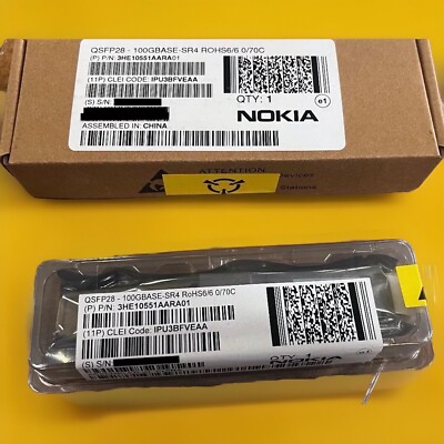LOT 10 NEW SEALED NOKIA  3HE10551AA  QSFP28  100GBASE-SR4 ROHS6/60/70C IPU3BFVEA