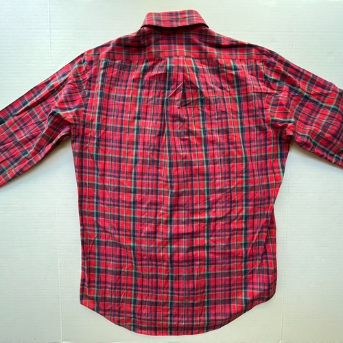 Vtg Tag Chaps Ralph Lauren Shirt Mens M Button Down Red Plaid Spring Lightweight - Picture 4 of 4