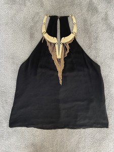 black and gold halter top