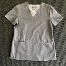FIGS Scrub Top Shirt V Neck 2 Pocket Gray Women  s S FAST SHIPPING