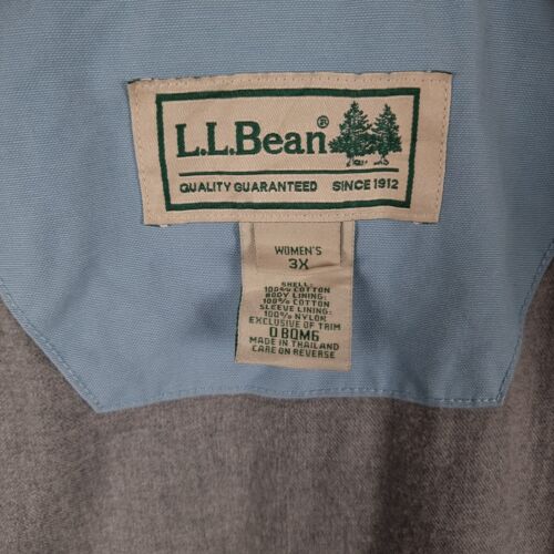 LL BEAN Jacket Womens 3X Blue Barn Coat Chore Hunting Corduroy Collar Canvas - Picture 9 of 10