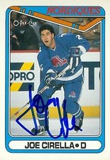 Joe Cirella autographed Hockey Card (Quebec Nordiques) 1990 O-Pee-Chee #107