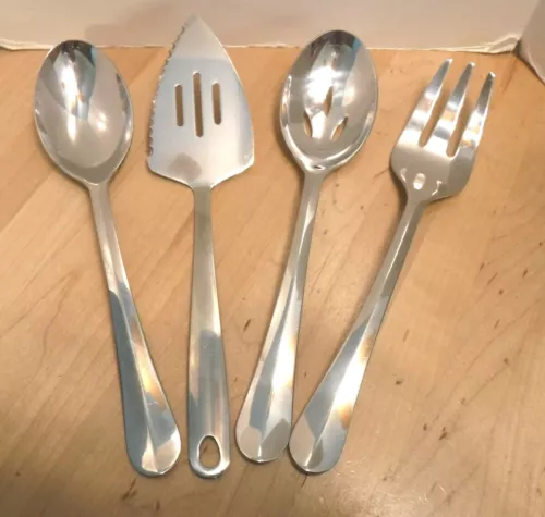 4 Steel Serving Utensil Set New