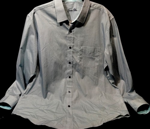 New Tasso Elba Medallion Long-Sleeve Button-Down Aqua Combo Shirt Size XL ?