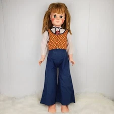 Vintage Eegee 30" Talking Pull String Doll with Outfit WORKS