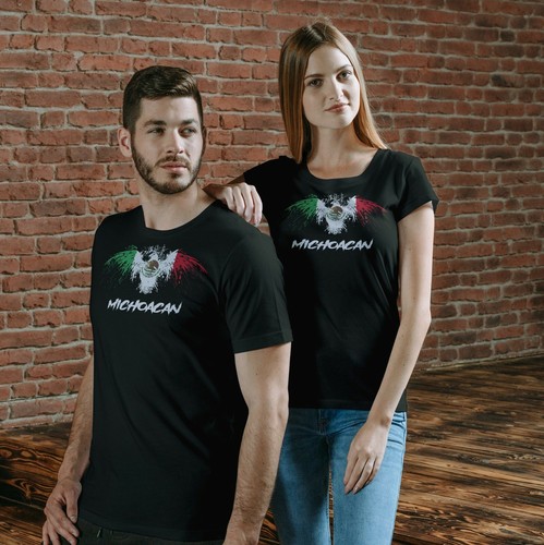 Michoacan Mexico Eagle Flag Black T-Shirt playera Black t-shirt tshirt  - Picture 1 of 5