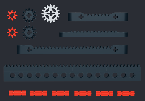 LEGO Rack Kit + Gears (technic,gear,steering,car,tooth,spur,machine,mechanism) - Picture 2 of 2