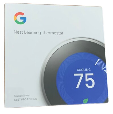 Google Nest T3008US Learning Thermostat Pro Edition Stainless Steel (NEW/SEALED)