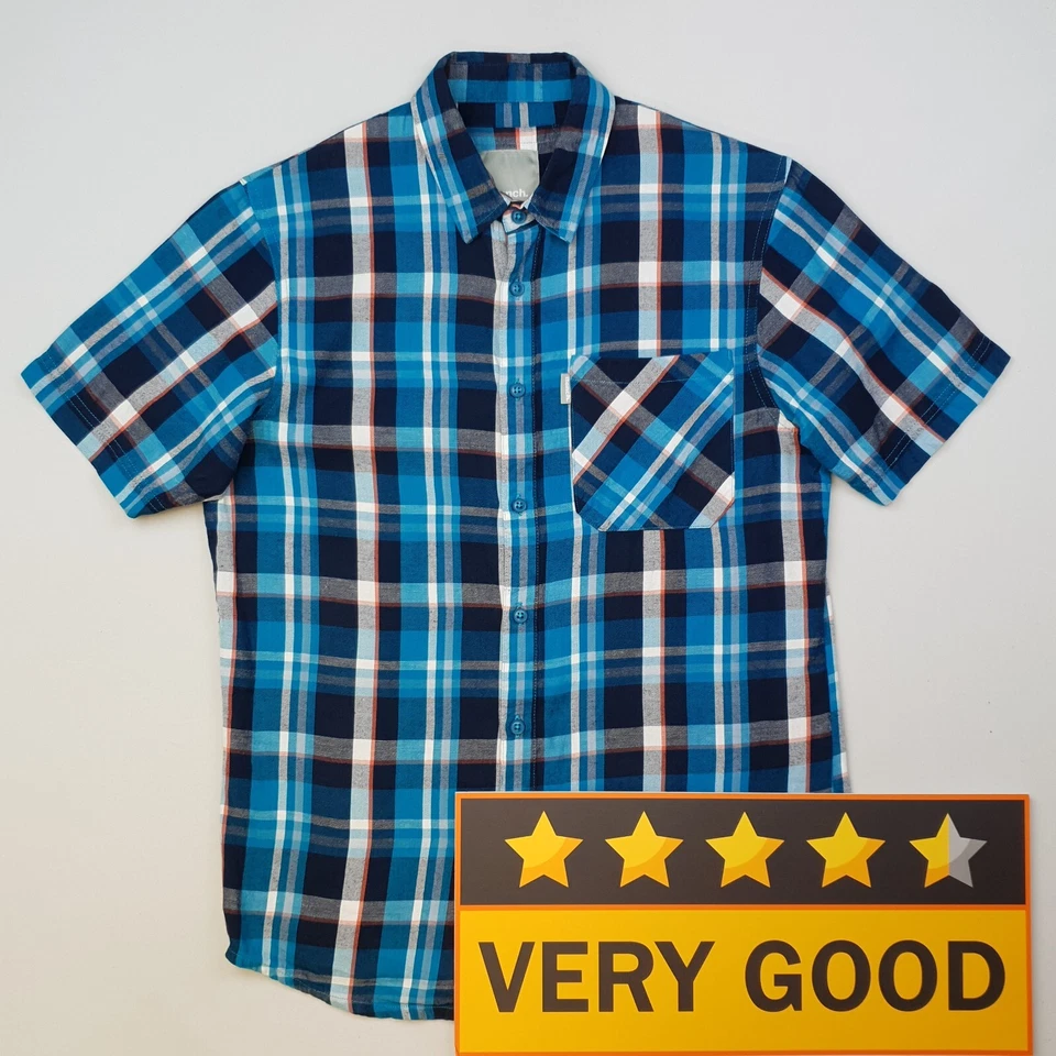 Bench Mens Flannel Shirt Soft Small Regular Fit Blue Check Plaid Tartan PRISTINE - Image 2 of 4