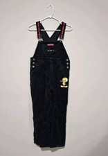 Vintage Looney Tunes Tweety Bird Corduroy Bib Overalls Girls Size 10/12 Black