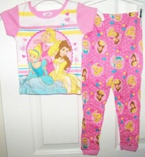 Disney Princess 2 Piece Long Pajama Pants Short Sleeve Top PJ Girls Size 3T NWT