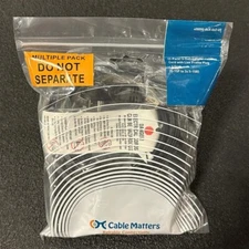 Cable Matters 2-Pack Flat 3 Outlet Extension Cord 6 ft with Space Saver 3 Prong