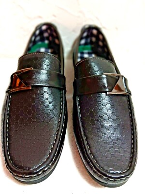 COMFORT-SLIP ON SHOES MEN "9.5" BLACK LIGHTWEIGHT" SLIP RESISTANT FAUX  LEATHER | eBay