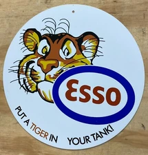 ESSO Gasoline Put A Tiger In Your Tank 12" Aluminum Tin Sign