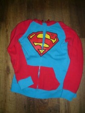 DC Comics Superman Hoodie Sweatshirt Jacket Zip Up Blue/RED YOUTH MED 10 POCKETS