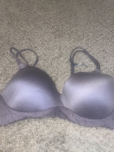 Aerie AE Real Sunnie BH ohne Bügel leicht gefüttert Blüten Spitzenbesatz 34D grau