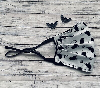 Gothic Raven Moon Night Adult Face Mask Adjustable Size