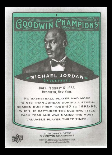 2019 Upper Deck Michael Jordan Green #1 - Bild 2 von 2
